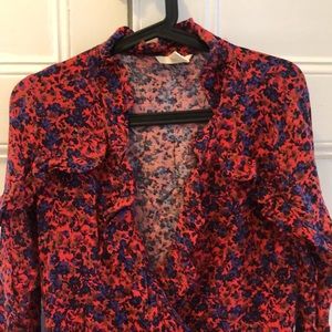 Floral ruffle wrap dress